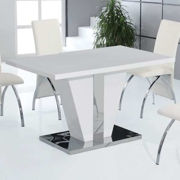 Calhoun High Gloss Dining Table With Steel Base In White