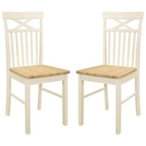 Cayuga White Oak Wooden Dining Chairs In Pair