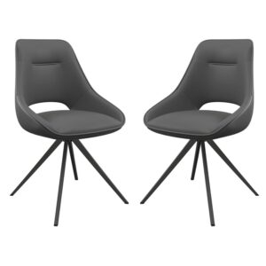Cerritos Grey Faux Leather Dining Chairs In Pair