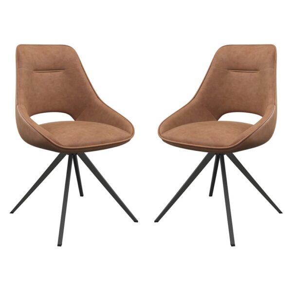 Cerritos Tan Faux Leather Dining Chairs In Pair