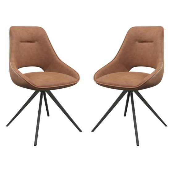 Cerritos Tan Faux Leather Dining Chairs In Pair