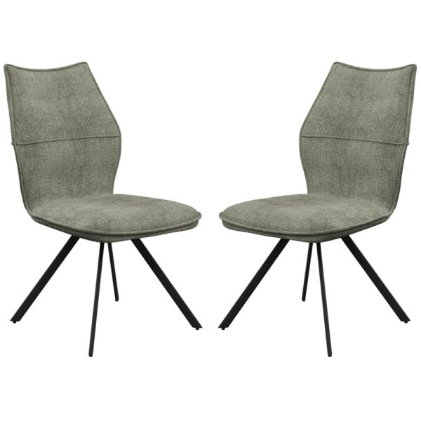Comstock Green Fabric Dining Chairs In Pair