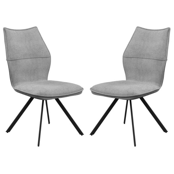 Comstock Grey Fabric Dining Chairs In Pair