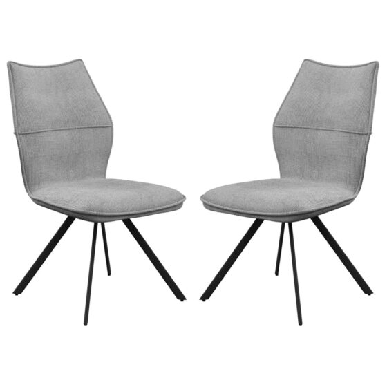 Comstock Grey Fabric Dining Chairs In Pair