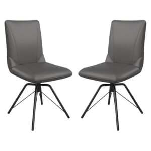 Fargo Grey Faux Leather Dining Chairs In Pair