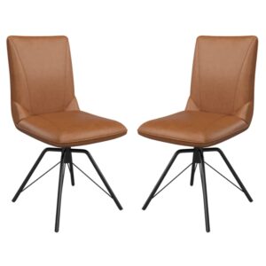 Fargo Tan Faux Leather Dining Chairs In Pair