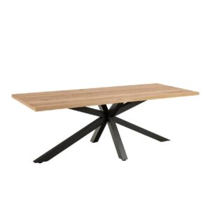Haines Wooden Dining Table Rectangular With Black Legs In Oak