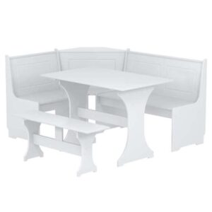 Hancock Wooden Corner Dining Set In White