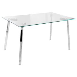Helena Clear Glass Top Rectangular Dining Table With Chrome Legs