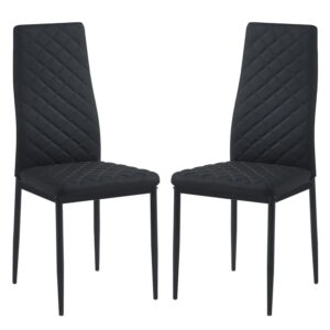 Laurel Black Faux Leather Dining Chairs In Pair
