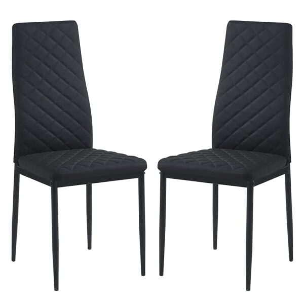 Laurel Black Faux Leather Dining Chairs In Pair