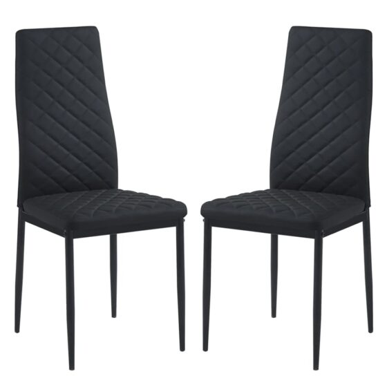 Laurel Black Faux Leather Dining Chairs In Pair