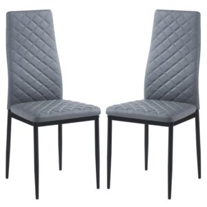 Laurel Grey Faux Leather Dining Chairs In Pair