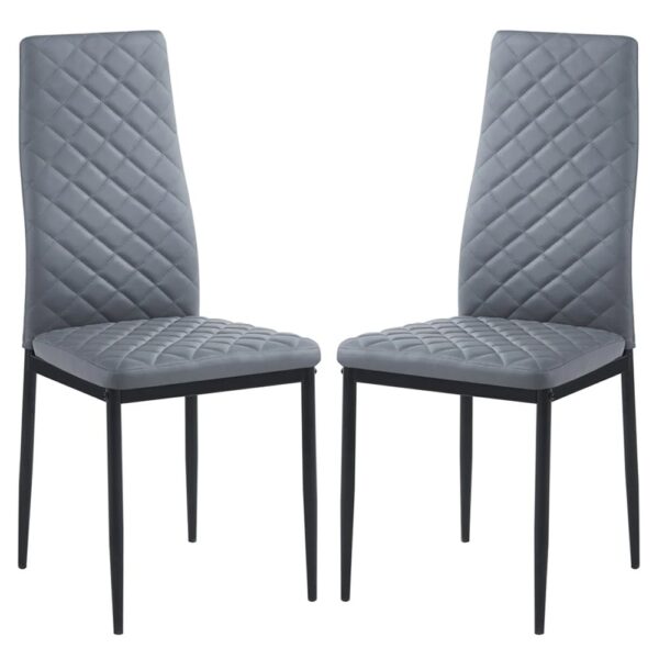Laurel Grey Faux Leather Dining Chairs In Pair