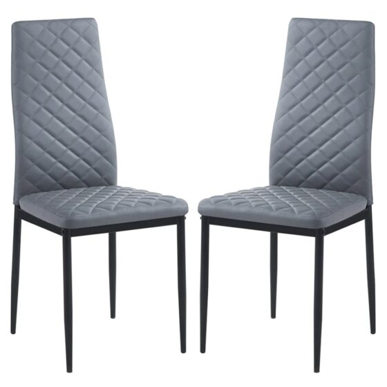 Laurel Grey Faux Leather Dining Chairs In Pair