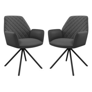 Lenox Grey Faux Leather Dining Chairs In Pair