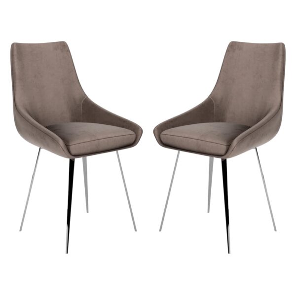 Levant Mink Velvet Dining Chairs In Pair