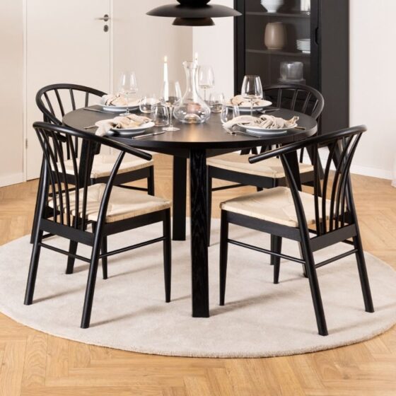 Marshfield Wooden Extending Dining Table 4 Canby Chairs In Black