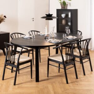 Marshfield Wooden Extending Dining Table 6 Canby Chairs In Black