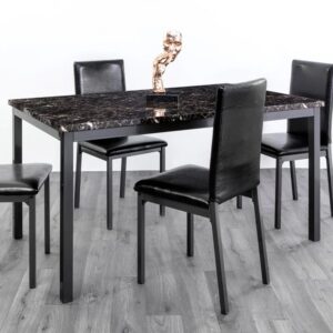 Ruston Small Gloss Dining Table In Wenge Marble Effect