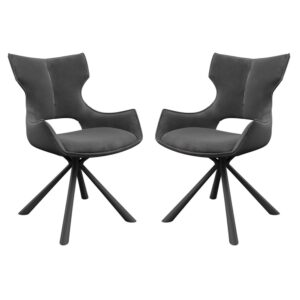 Tirana Grey Velvet Dining Chairs In Pair