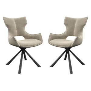 Tirana Mink Velvet Dining Chairs In Pair