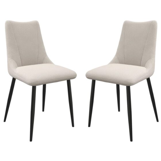 Zaria Ivory Fabric Dining Chairs In Pair