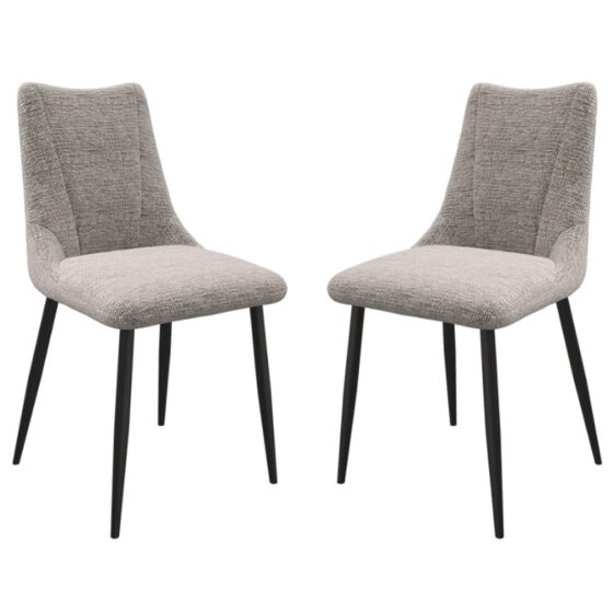 Zaria Light Grey Fabric Dining Chairs In Pair
