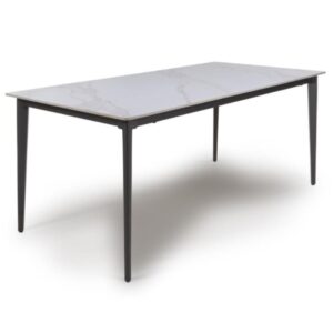 Aliso Large Sintered Stone Dining Table In White Marble Effect