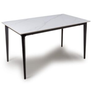 Aliso Small Sintered Stone Dining Table In White Marble Effect