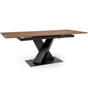 Bella Wooden Extending Dining Table In Light Walnut