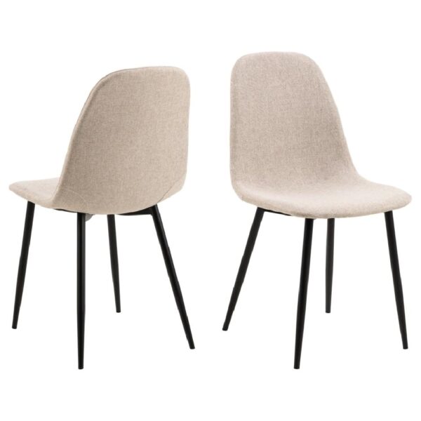 Canby Beige Fabric Dining Chairs With Black Legs In Pair
