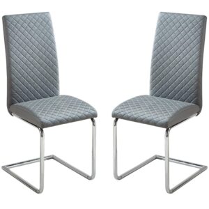 Durango Grey PU Leather Dining Chairs In Pair