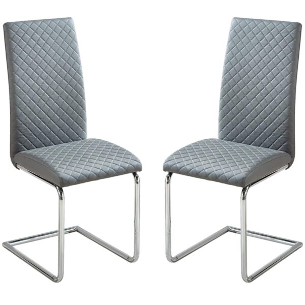 Durango Grey PU Leather Dining Chairs In Pair