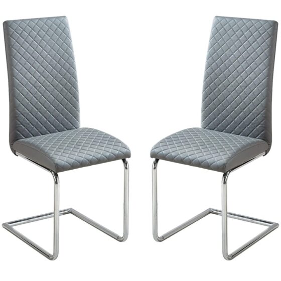 Durango Grey PU Leather Dining Chairs In Pair