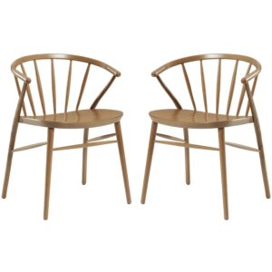Abiquiu Antique Oak Wooden Dining Chairs In Pair