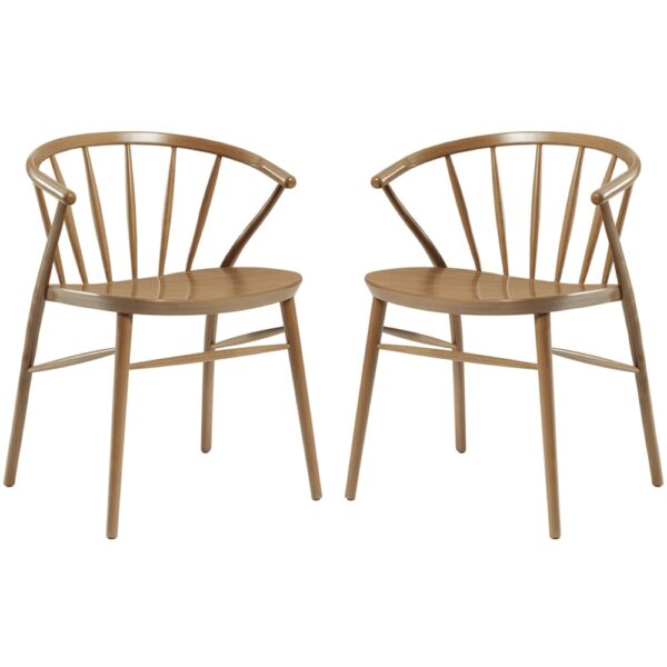 Abiquiu Antique Oak Wooden Dining Chairs In Pair
