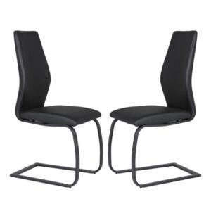 Adoncia Black Faux Leather Dining Chairs In Pair