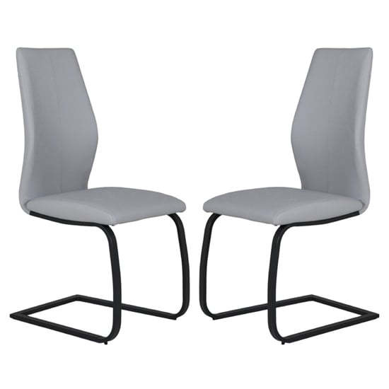 Adoncia Grey Faux Leather Dining Chairs In Pair