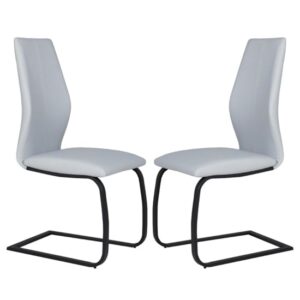 Adoncia Silver Faux Leather Dining Chairs In Pair