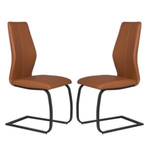 Adoncia Tan Faux Leather Dining Chairs In Pair