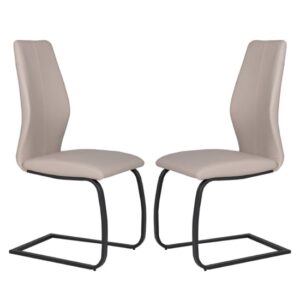 Adoncia Taupe Faux Leather Dining Chairs In Pair