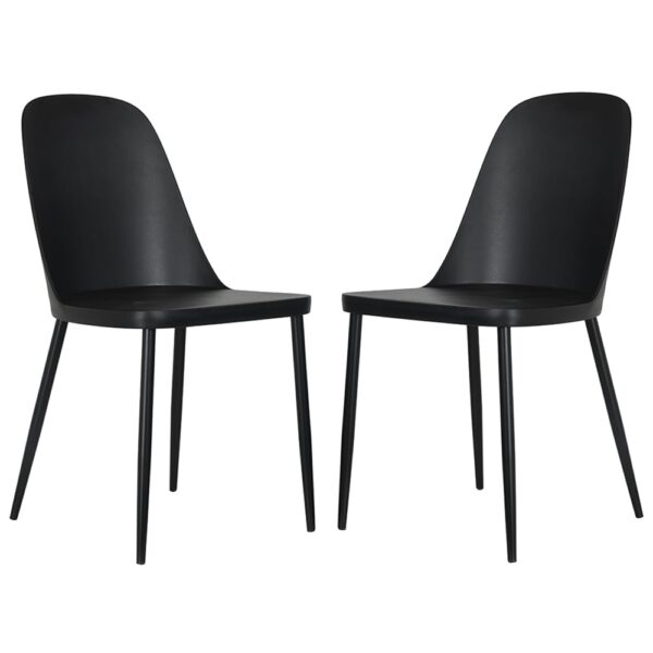 Arta Duo Black Plastic Dining Chairs In Pair