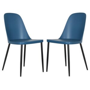 Arta Duo Blue Plastic Dining Chairs In Pair