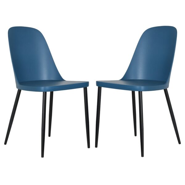 Arta Duo Blue Plastic Dining Chairs In Pair