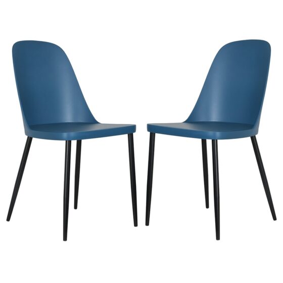 Arta Duo Blue Plastic Dining Chairs In Pair