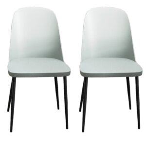 Arta Duo Light Grey Plastic Dining Chairs In Pair
