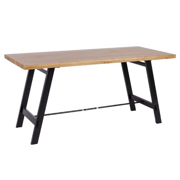 Cheney Small Wooden Dining Table With Black Metal Legs In Oak