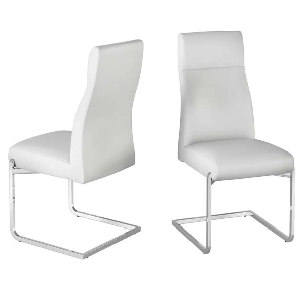 Dania White Faux Leather Dining Chairs With Chrome Legs In Pair