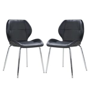 Darcy Black Faux Leather Dining Chairs In A Pair